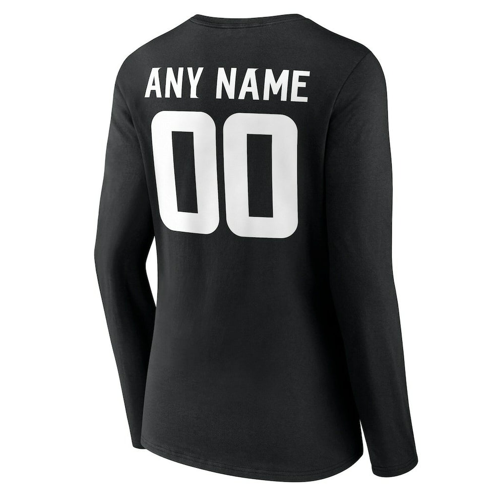 Minnesota Vikings Women's Team Authentic Personalized Name & Number Long Sleeve V-Neck T-Shirt - Black - NFL