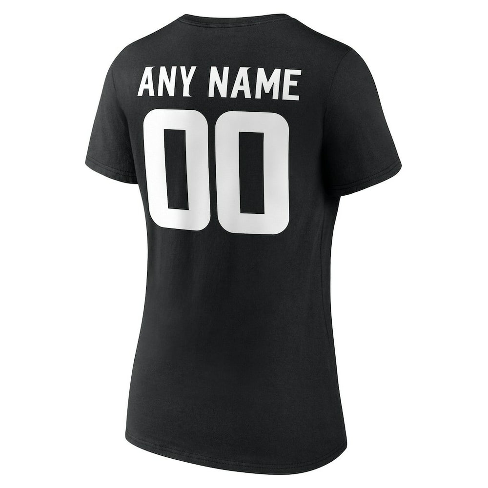 Minnesota Vikings Women's Team Authentic Personalized Name & Number V-Neck T-Shirt - Black - NFL