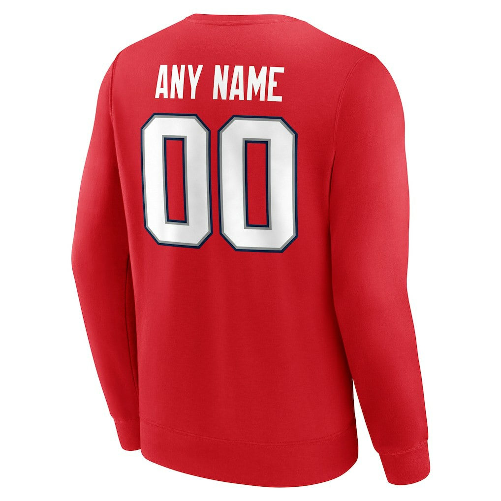 New England Patriots Team Authentic Personalized Name & Number Sweatshirt - Red - NFL