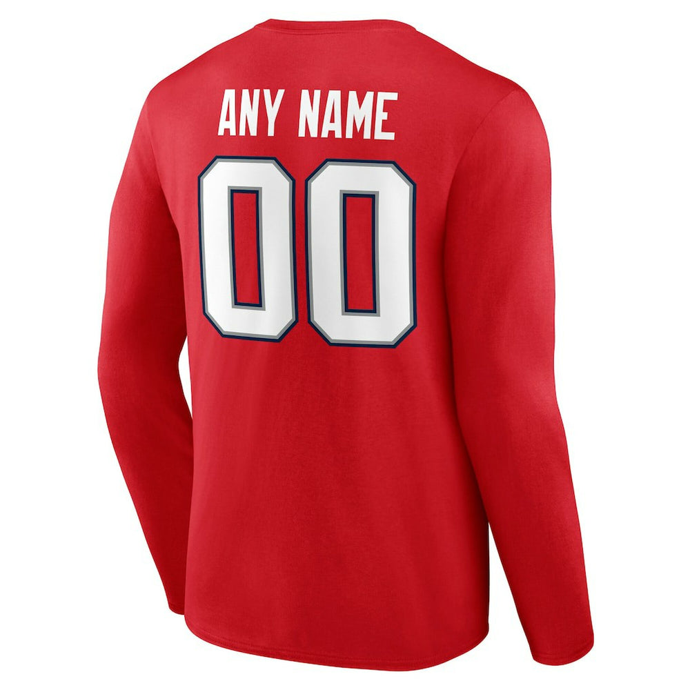 New England Patriots Team Authentic Personalized Name & Number Long Sleeve T-Shirt - Red - NFL
