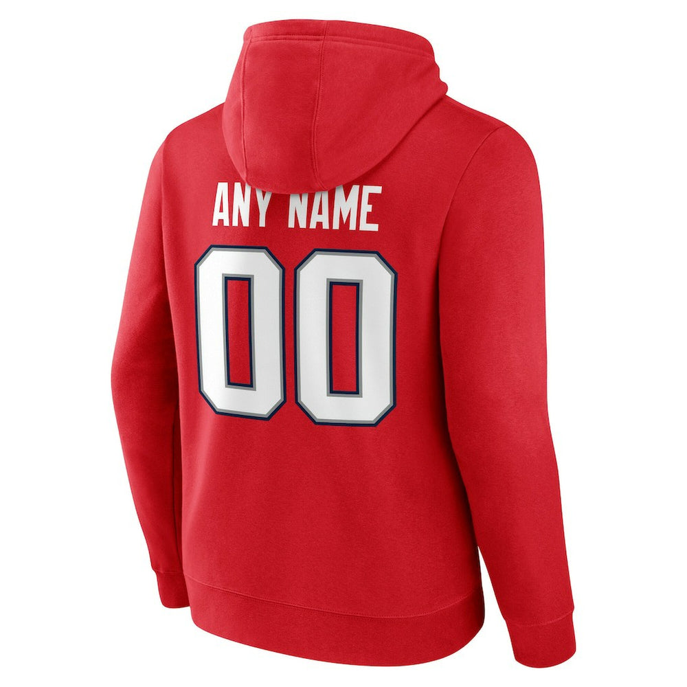 New England Patriots Team Authentic Personalized Name & Number Hoodie - Red - NFL