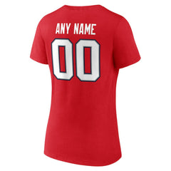 New England Patriots Women's Team Authentic Personalized Name & Number V-Neck T-Shirt - Red - NFL