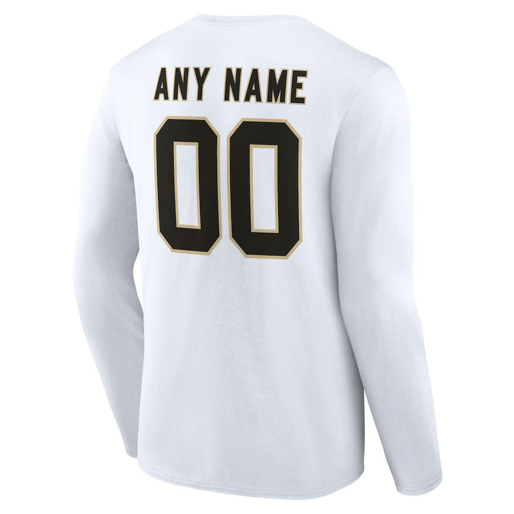 New Orleans Saints Team Authentic Personalized Name & Number Long Sleeve T-Shirt - White - NFL