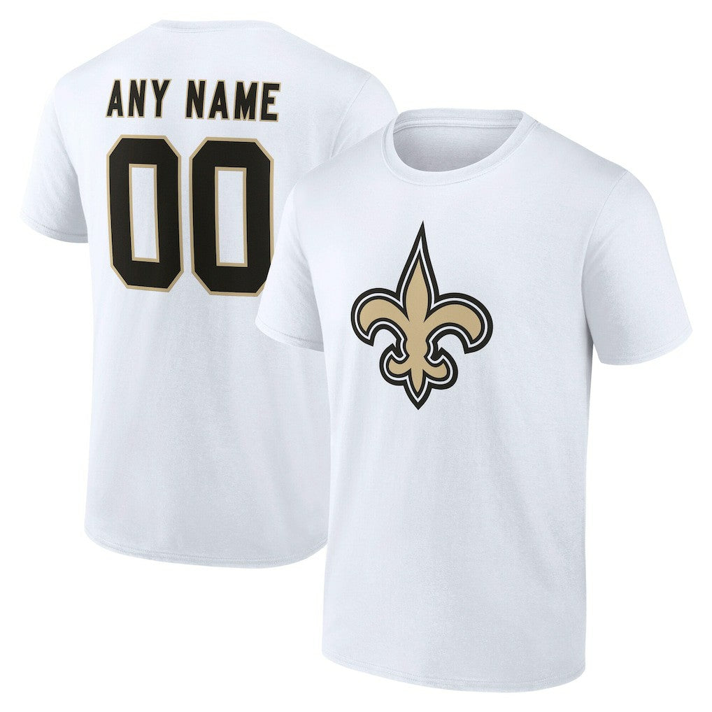New Orleans Saints Team Authentic Personalized Name & Number T-Shirt - White - NFL