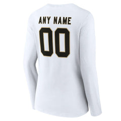 New Orleans Saints Women's Team Authentic Personalized Name & Number Long Sleeve V-Neck T-Shirt - White - NFL