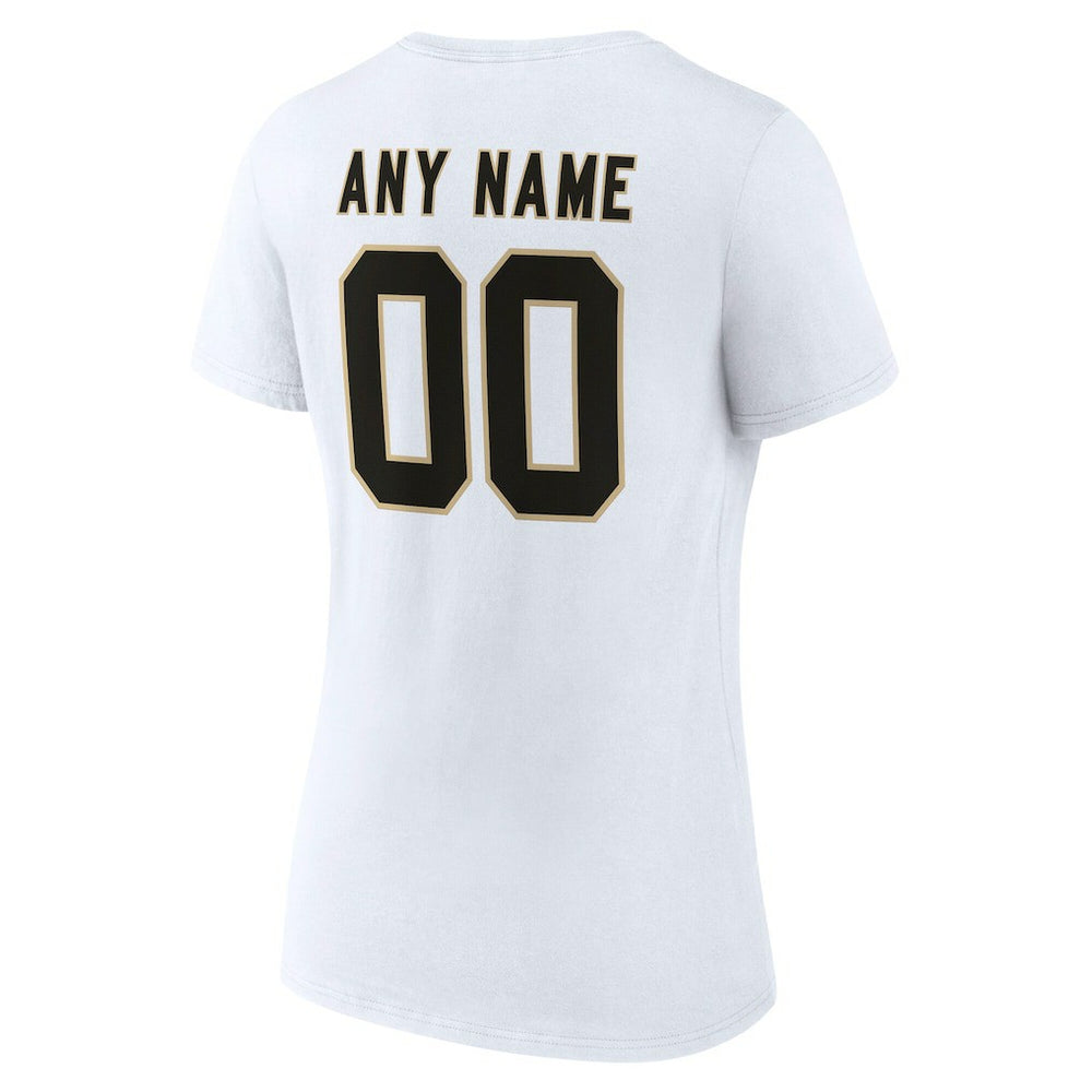 New Orleans Saints Women's Team Authentic Personalized Name & Number V-Neck T-Shirt - White - NFL