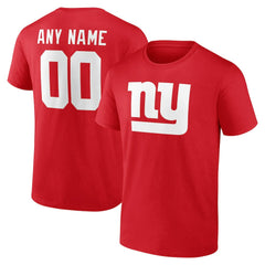 New York Giants Team Authentic Personalized Name & Number T-Shirt - Red - NFL