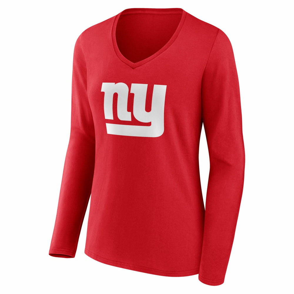 New York Giants Women's Team Authentic Personalized Name & Number Long Sleeve V-Neck T-Shirt - Red - NFL