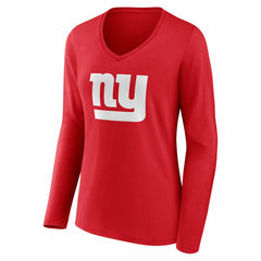 New York Giants Women's Team Authentic Personalized Name & Number Long Sleeve V-Neck T-Shirt - Red - NFL