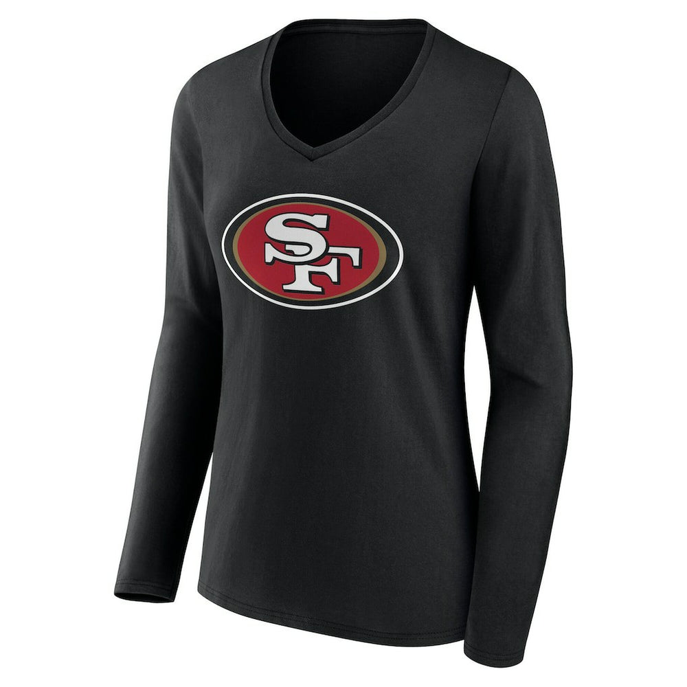San Francisco 49ers Women's Team Authentic Personalized Name & Number Long Sleeve V-Neck T-Shirt - Black - NFL