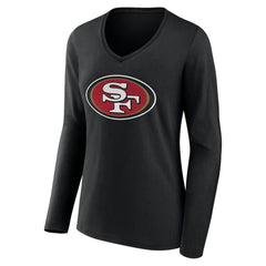 San Francisco 49ers Women's Team Authentic Personalized Name & Number Long Sleeve V-Neck T-Shirt - Black - NFL