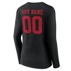 San Francisco 49ers Women's Team Authentic Personalized Name & Number Long Sleeve V-Neck T-Shirt - Black - NFL