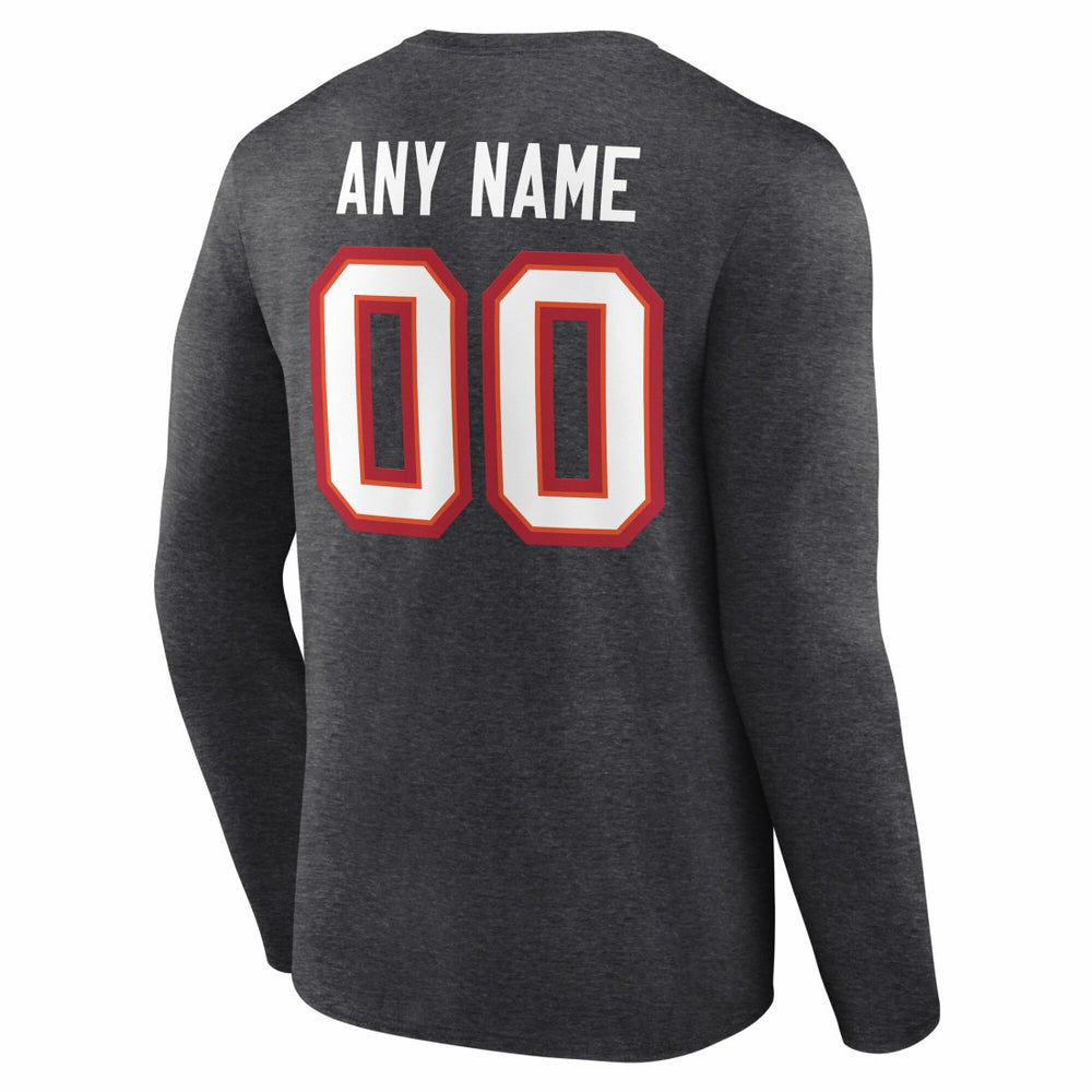 Tampa Bay Buccaneers Team Authentic Personalized Name & Number Long Sleeve T-Shirt - Charcoal - NFL