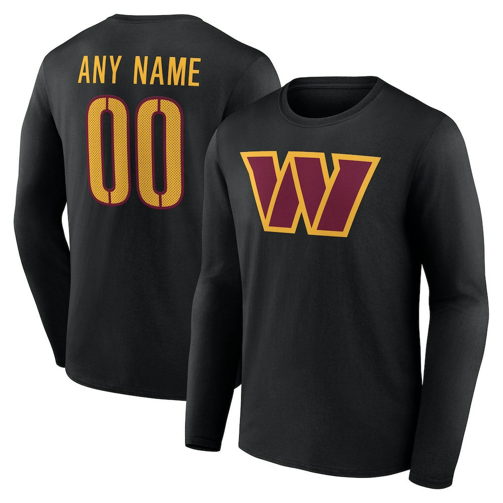 Washington Commanders Team Authentic Personalized Name & Number Long Sleeve T-Shirt - Black - NFL