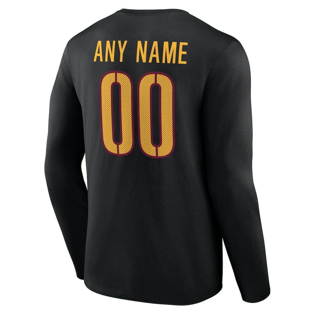 Washington Commanders Team Authentic Personalized Name & Number Long Sleeve T-Shirt - Black - NFL