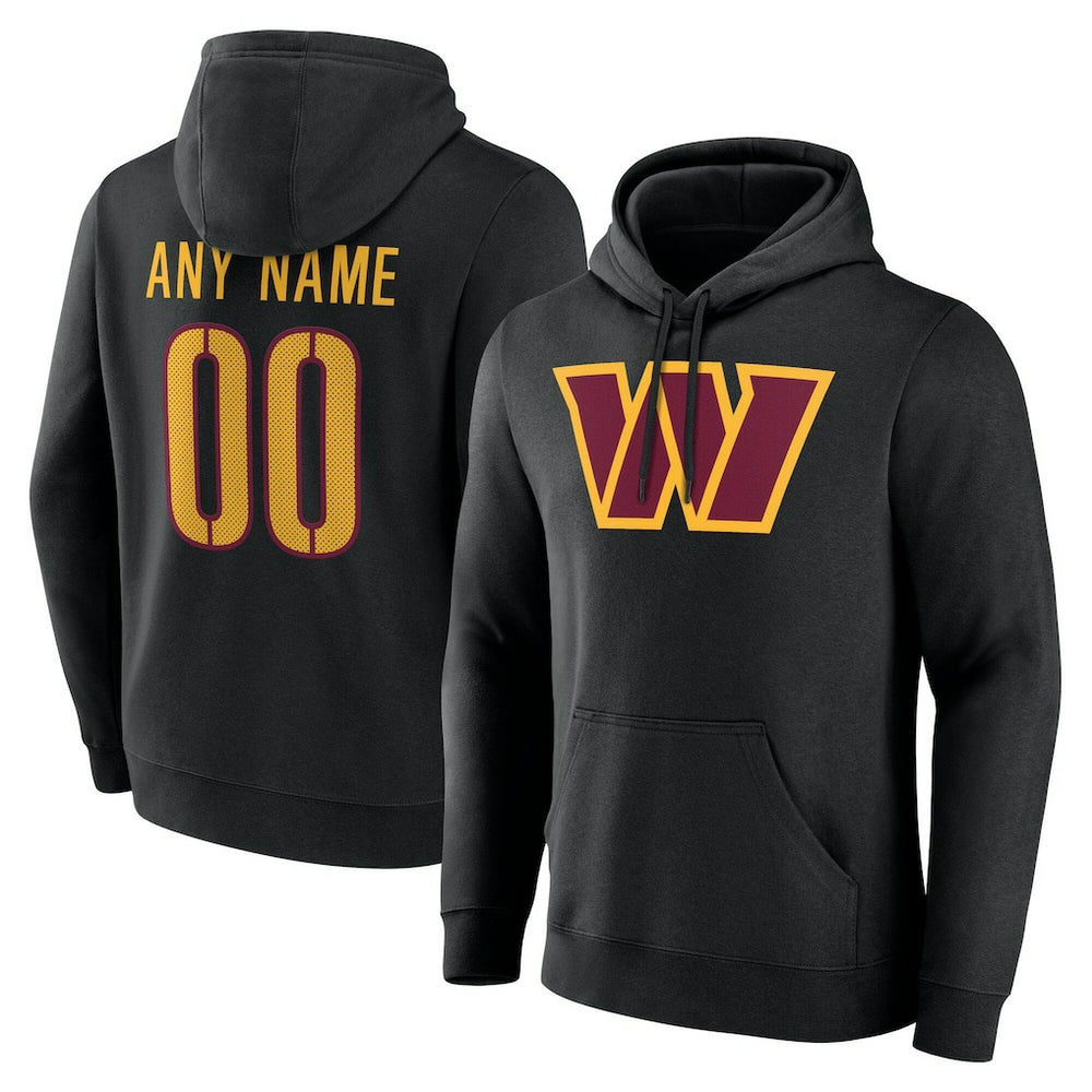 Washington Commanders Team Authentic Personalized Name & Number Hoodie - Black - NFL