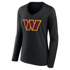 Washington Commanders Women's Team Authentic Personalized Name & Number Long Sleeve V-Neck T-Shirt - Black - NFL