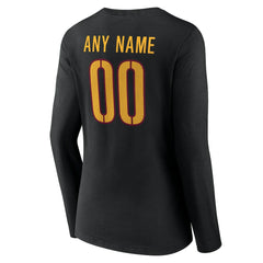Washington Commanders Women's Team Authentic Personalized Name & Number Long Sleeve V-Neck T-Shirt - Black - NFL