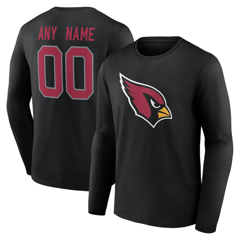 Arizona Cardinals Team Authentic Personalized Name & Number Long Sleeve T-Shirt - Black - NFL