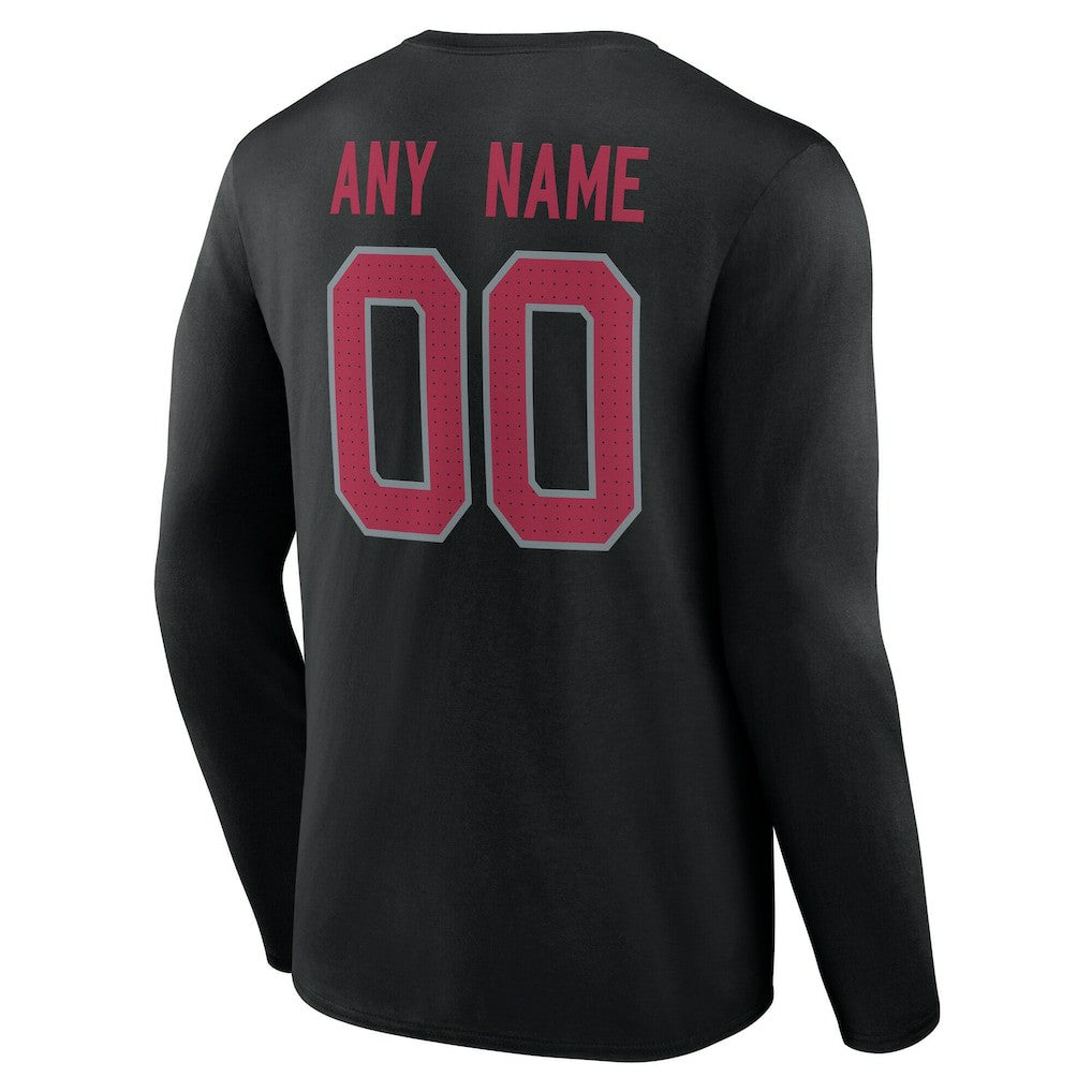 Arizona Cardinals Team Authentic Personalized Name & Number Long Sleeve T-Shirt - Black - NFL