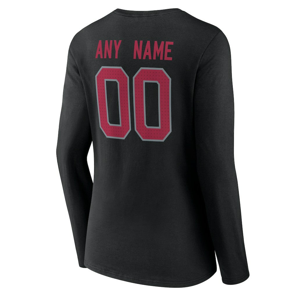 Arizona Cardinals Women's Team Authentic Personalized Name & Number Long Sleeve V-Neck T-Shirt - Black - NFL