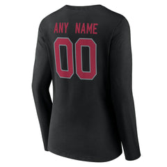 Arizona Cardinals Women's Team Authentic Personalized Name & Number Long Sleeve V-Neck T-Shirt - Black - NFL