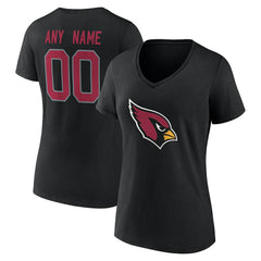 Arizona Cardinals Women's Team Authentic Personalized Name & Number V-Neck T-Shirt - Black - NFL