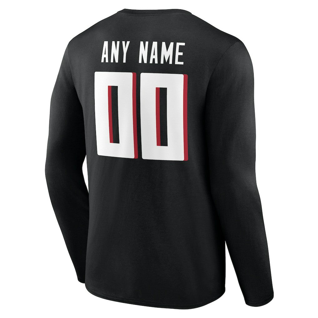 Atlanta Falcons Team Authentic Personalized Name & Number Long Sleeve T-Shirt - Black - NFL