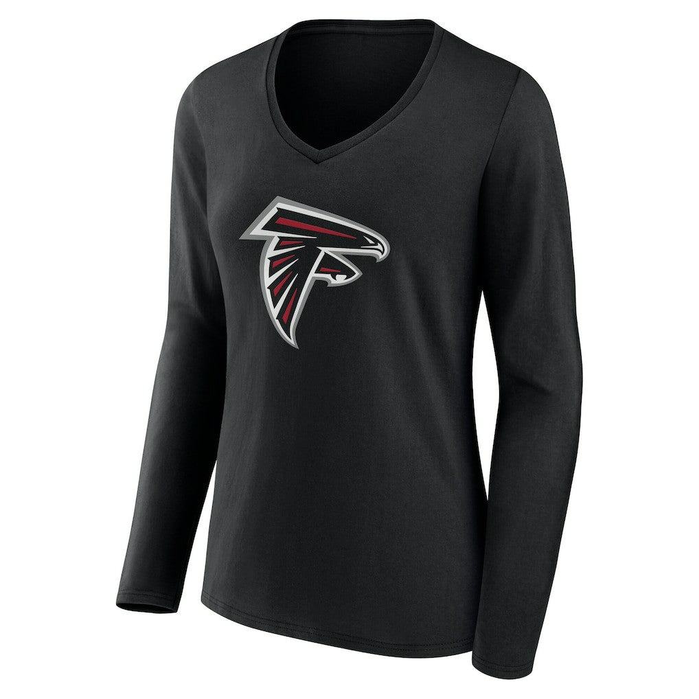 Atlanta Falcons Women's Team Authentic Personalized Name & Number Long Sleeve V-Neck T-Shirt - Black - NFL