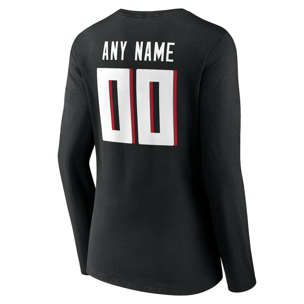Atlanta Falcons Women's Team Authentic Personalized Name & Number Long Sleeve V-Neck T-Shirt - Black - NFL