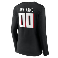 Atlanta Falcons Women's Team Authentic Personalized Name & Number Long Sleeve V-Neck T-Shirt - Black - NFL