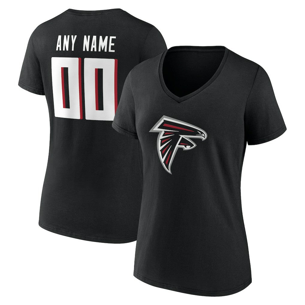 Atlanta Falcons Women's Team Authentic Personalized Name & Number V-Neck T-Shirt - Black - NFL