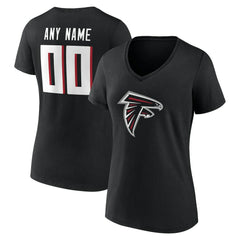 Atlanta Falcons Women's Team Authentic Personalized Name & Number V-Neck T-Shirt - Black - NFL