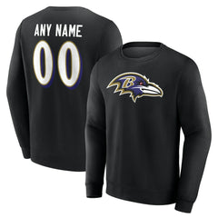 Baltimore Ravens Team Authentic Personalized Name & Number Sweatshirt - Black - NFL