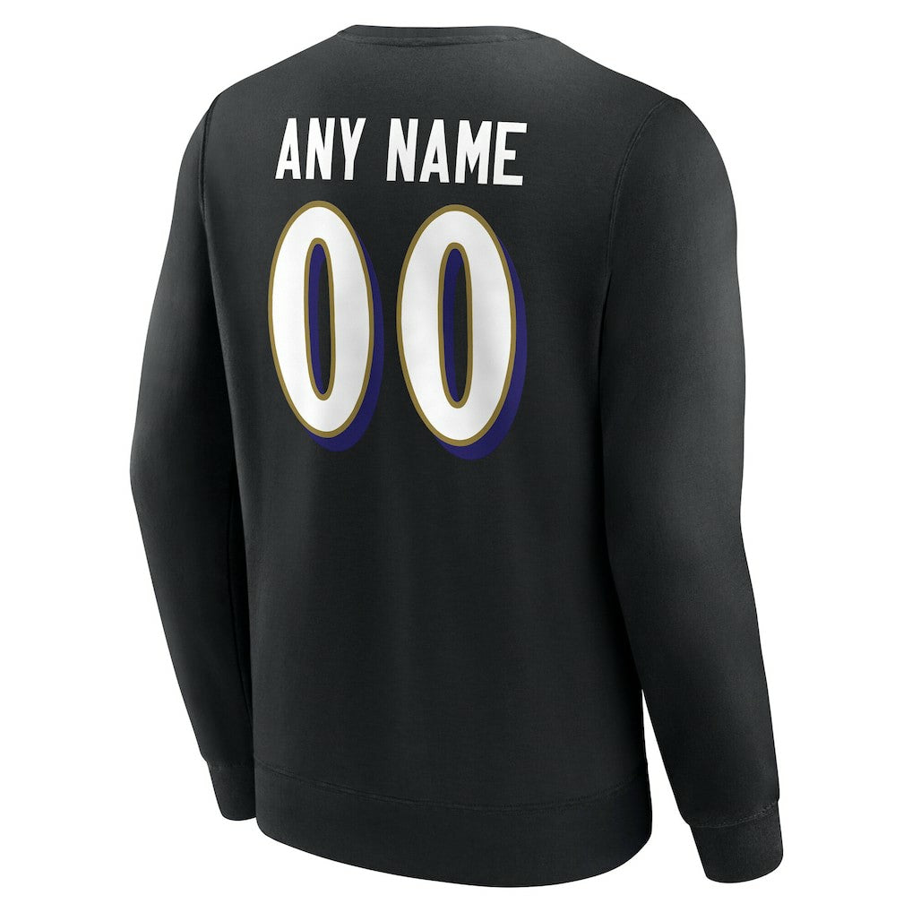 Baltimore Ravens Team Authentic Personalized Name & Number Sweatshirt - Black - NFL