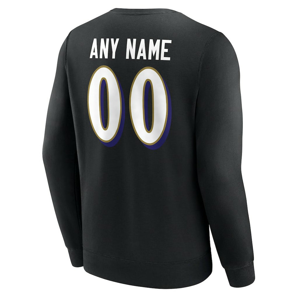 Baltimore Ravens Team Authentic Personalized Name & Number Sweatshirt - Black - NFL