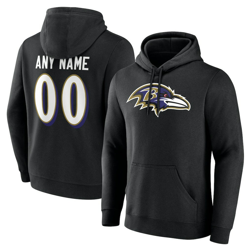 Baltimore Ravens Team Authentic Personalized Name & Number Hoodie - Black - NFL