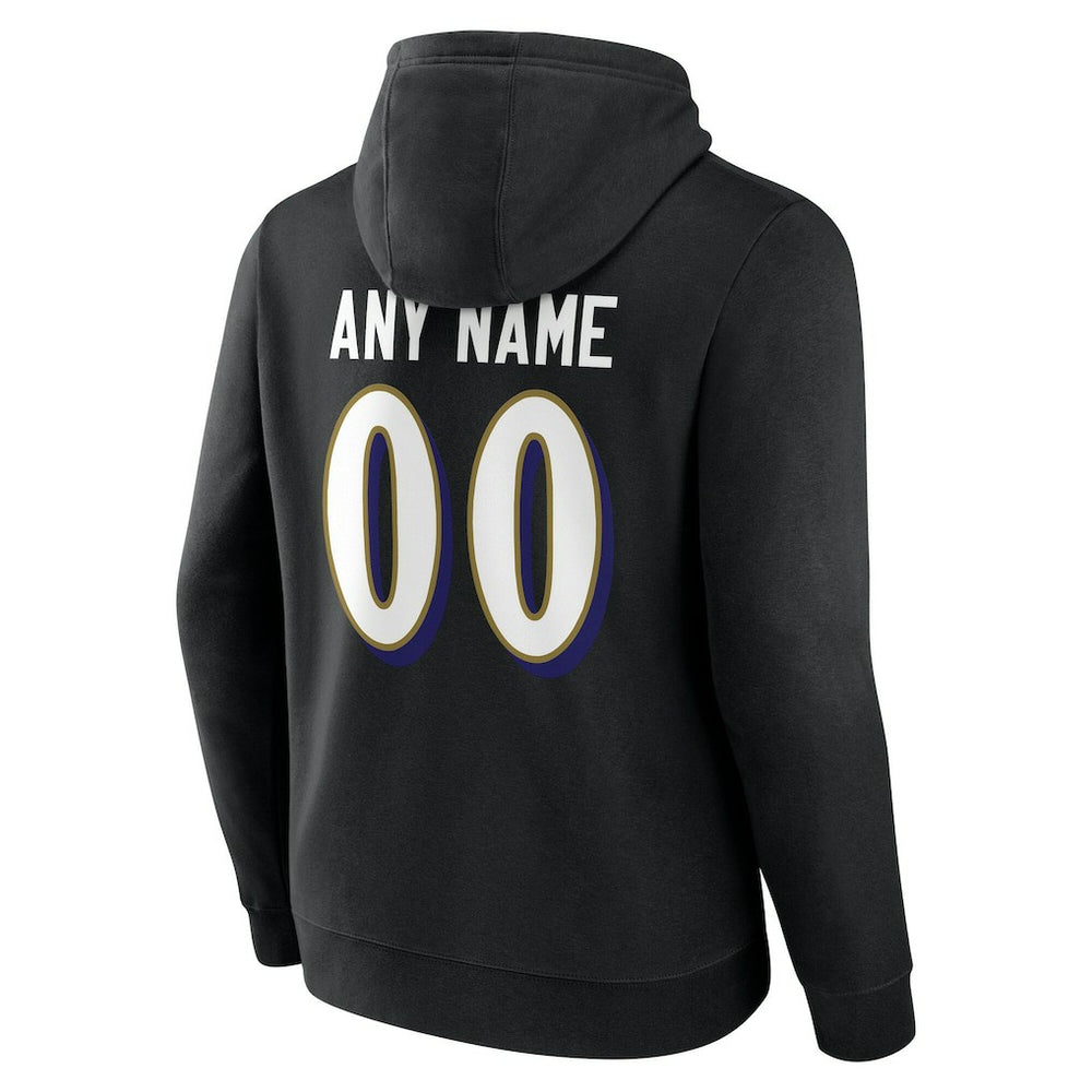 Baltimore Ravens Team Authentic Personalized Name & Number Hoodie - Black - NFL