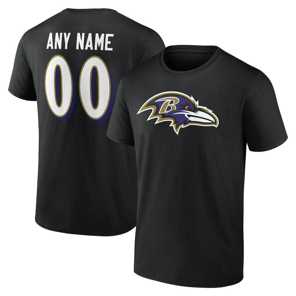 Baltimore Ravens Team Authentic Personalized Name & Number T-Shirt - Black - NFL