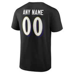 Baltimore Ravens Team Authentic Personalized Name & Number T-Shirt - Black - NFL