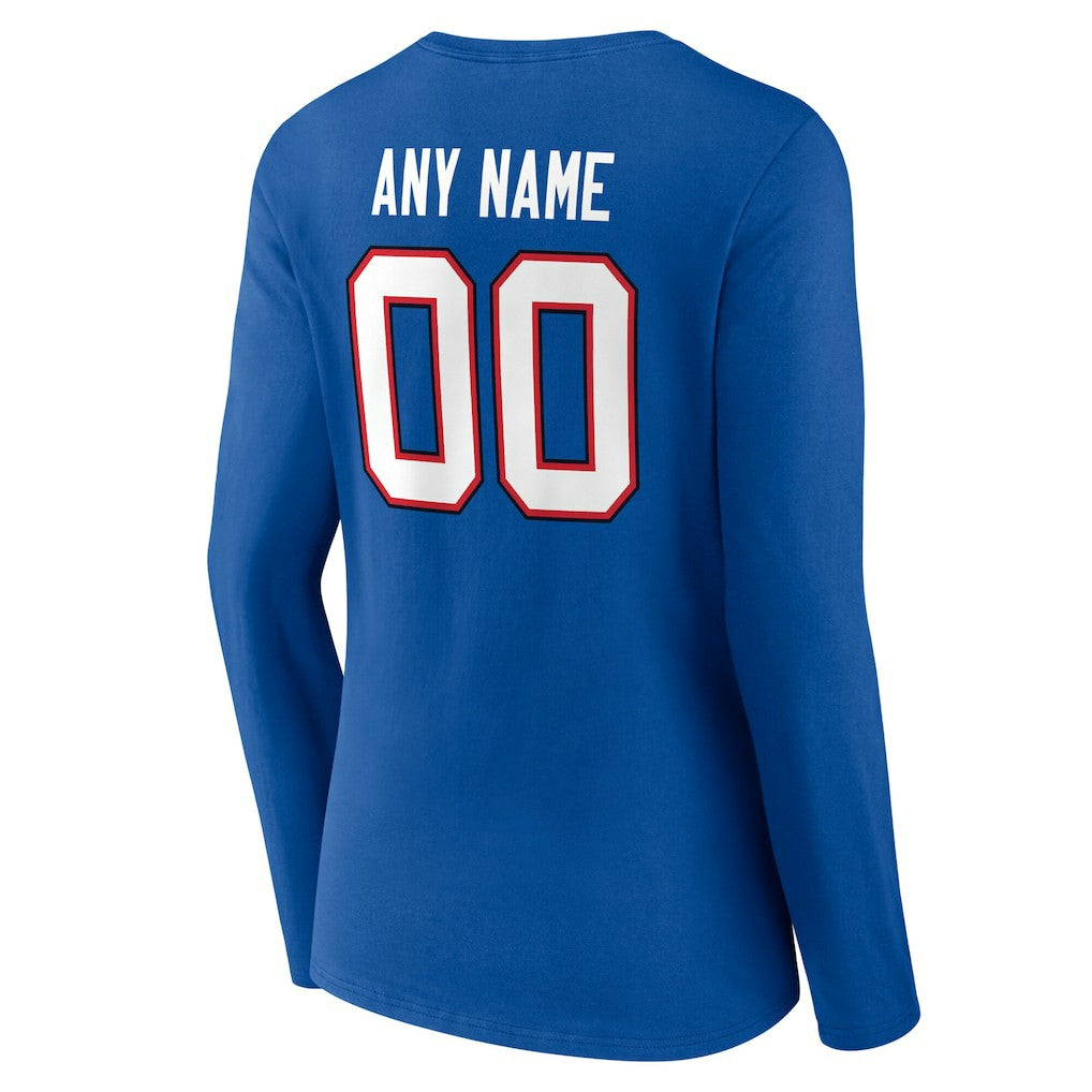 Buffalo Bills Women's Team Authentic Personalized Name & Number Long Sleeve V-Neck T-Shirt - Royal - NFL