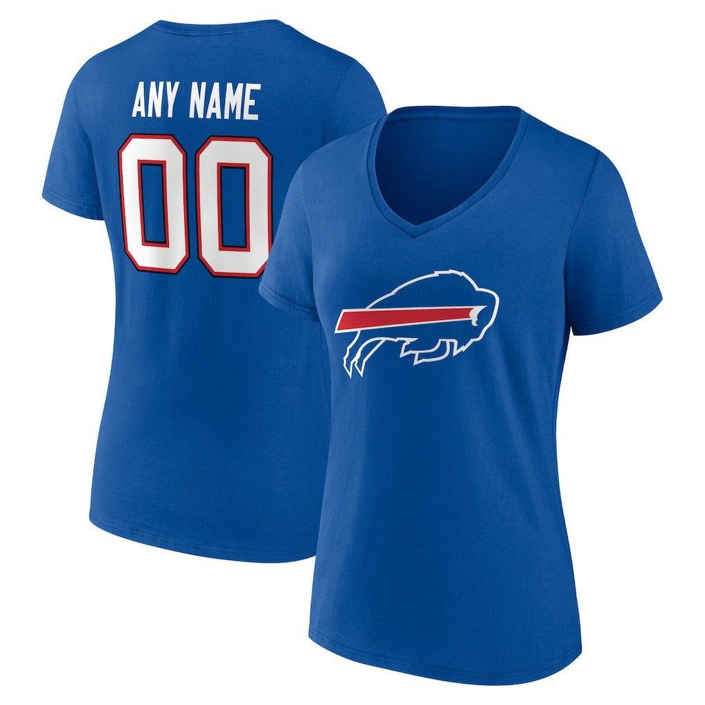 Buffalo Bills Women's Team Authentic Personalized Name & Number V-Neck T-Shirt - Royal - NFL