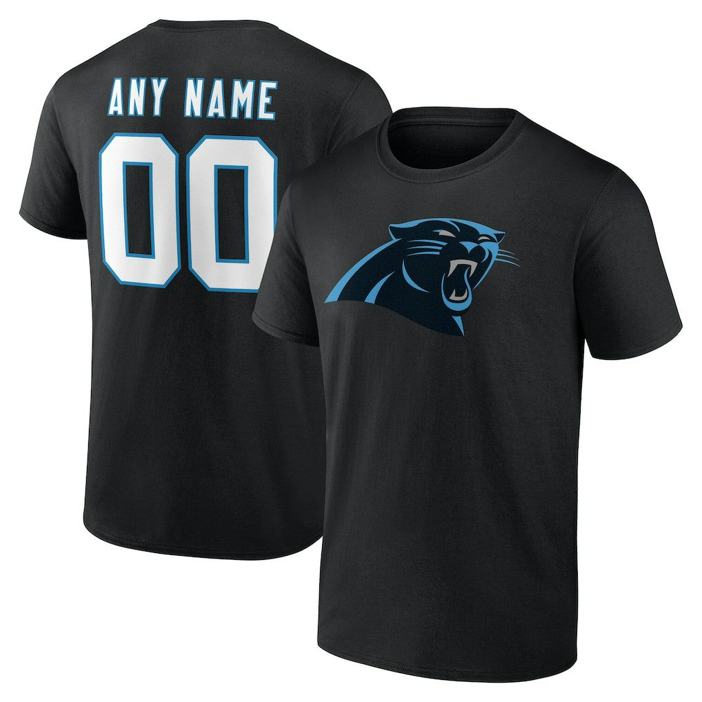 Carolina Panthers Team Authentic Personalized Name & Number T-Shirt - Black - NFL