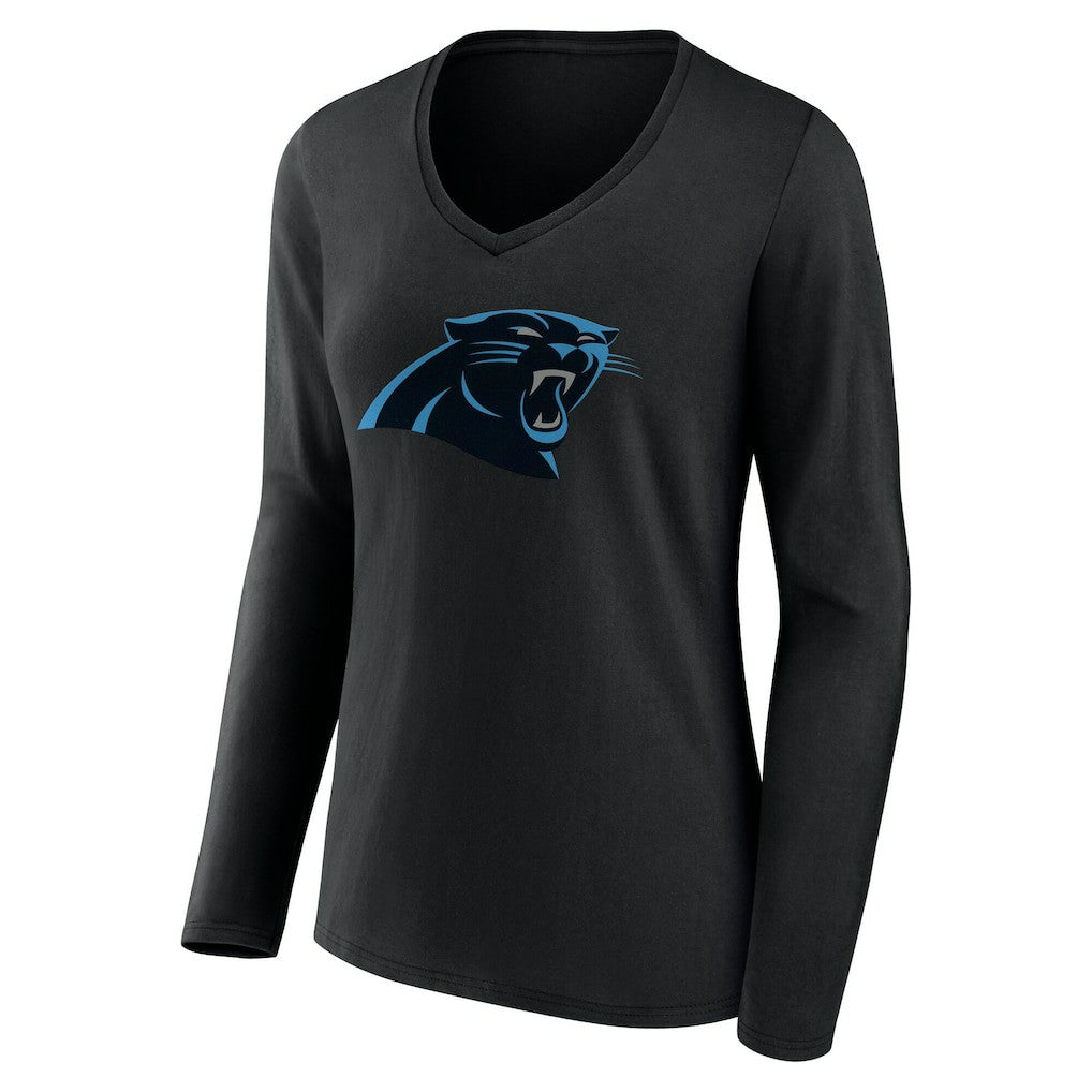 Carolina Panthers Women's Team Authentic Personalized Name & Number Long Sleeve V-Neck T-Shirt - Black - NFL