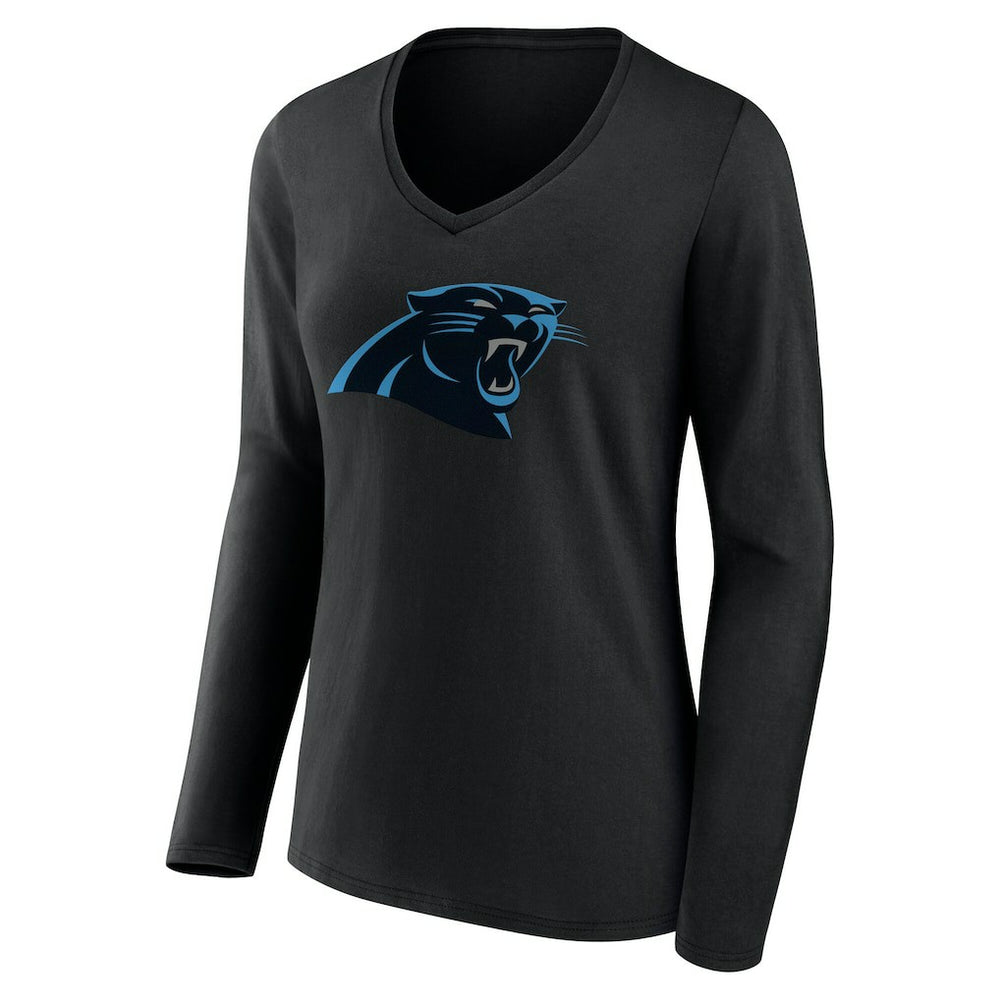 Carolina Panthers Women's Team Authentic Personalized Name & Number Long Sleeve V-Neck T-Shirt - Black - NFL