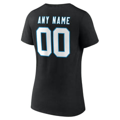Carolina Panthers Women's Team Authentic Personalized Name & Number V-Neck T-Shirt - Black - NFL
