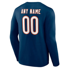 Chicago Bears Team Authentic Personalized Name & Number Long Sleeve T-Shirt - Navy - NFL