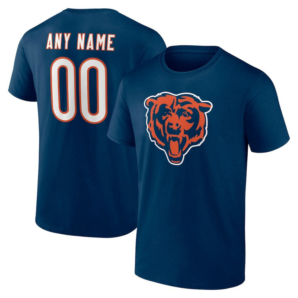 Chicago Bears Team Authentic Personalized Name & Number T-Shirt - Navy - NFL