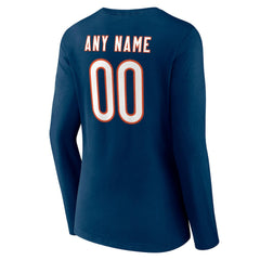 Chicago Bears Women's Team Authentic Personalized Name & Number Long Sleeve V-Neck T-Shirt - Navy - NFL