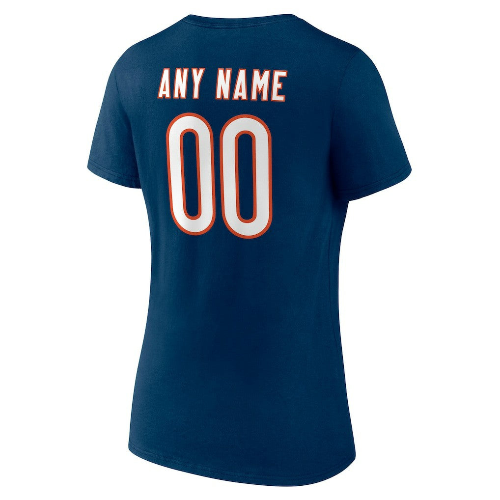 Chicago Bears Women's Team Authentic Personalized Name & Number V-Neck T-Shirt - Navy - NFL